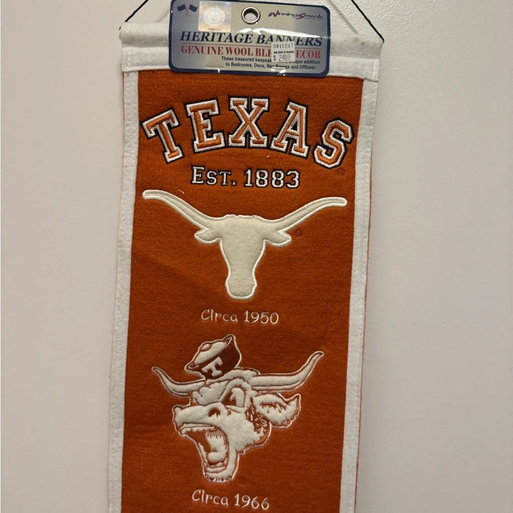 Texas Longhorns Heritage Banner Wool Retro Banner 8x30 NWT